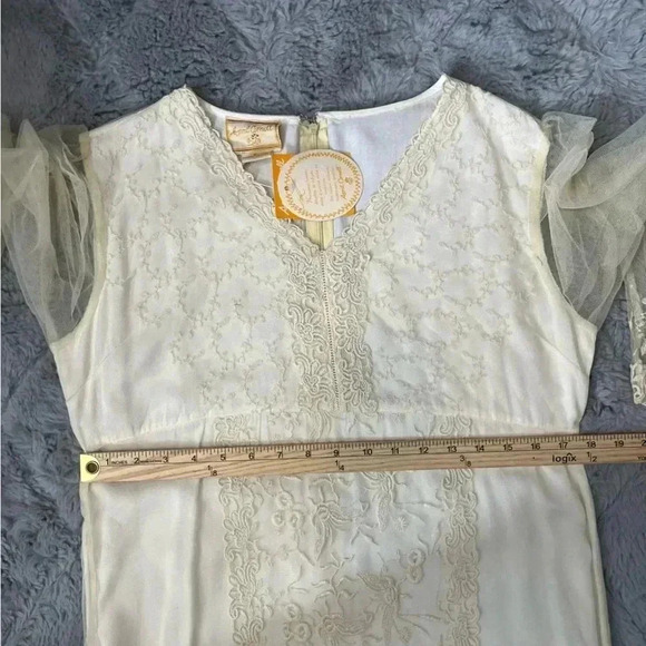 Vintage 90s April Cornell Lace Midi Dress Small RARE In Ivory Cream NWT - Picture 13 of 15